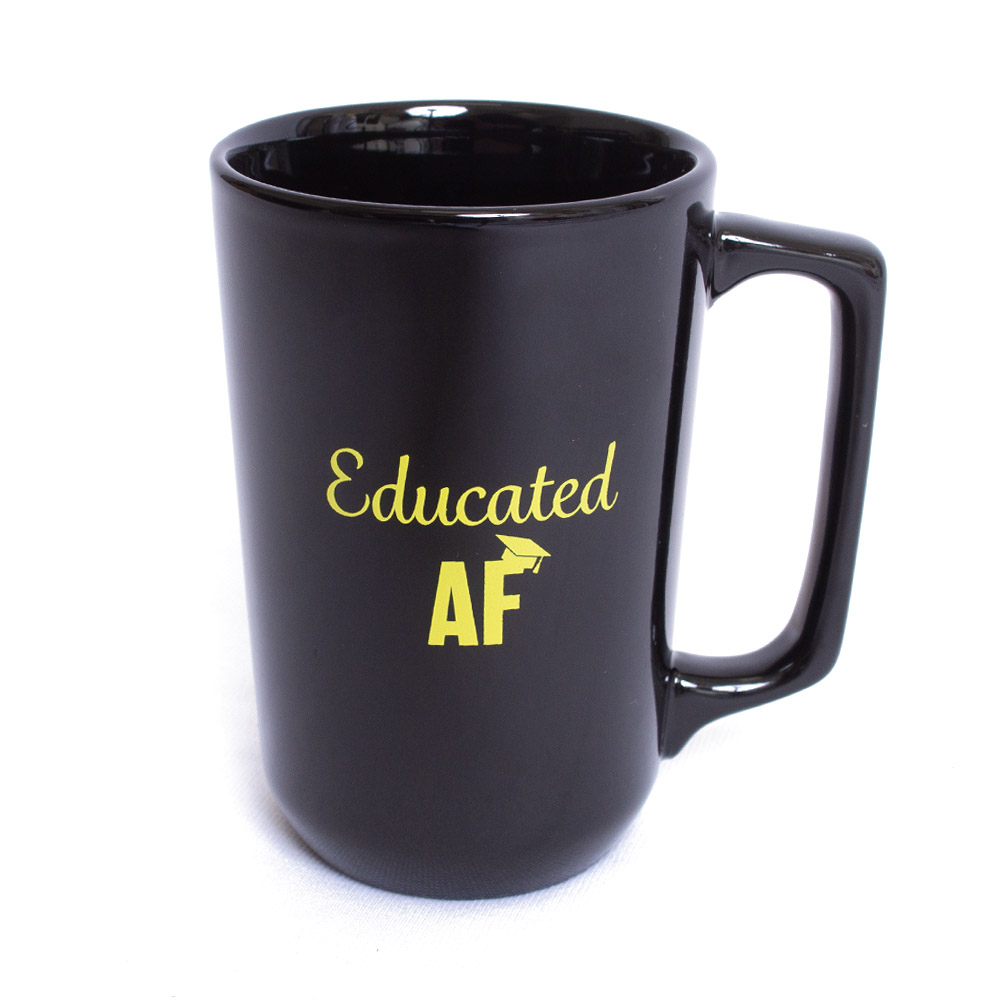 Ducks Spirit, MCM Group, Black, Traditional Mugs, Home & Auto, Educated AF, Square handle, 14 ounce, 822858